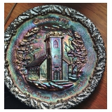 Fenton Christmas 1970- The Little Brown Church in the Vale - Carnival Glass Plate