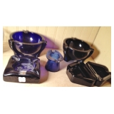 Cobalt Blenko and Vintage Ash Trays
