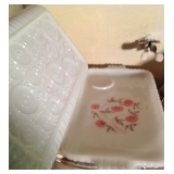 Lovely Tea or Serving Milk Glass and Crystal Trays