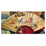 Large Equestrian Scene Oriental Fan