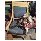 Beautiful Solid Wood and Upholstered Rolling Chair