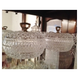 Vintage Pressed Glass Saw Tooth Lidded Dish