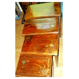 Set of Four Brass Inlay Nesting  Tables