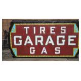 Garage-Tires-Gas Milk Glass Sign