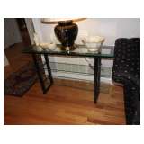 Glass and metal 3 shelf table