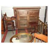 High Chair, Mirror, table, bookcase