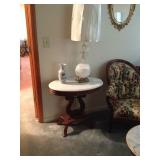 Marble Top Table and pair of lamps