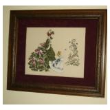 Framed cross stitch picture