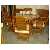 Wicker & glass table & chairs