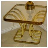 Brass & glass end table