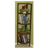 Folding wicker corner shelf