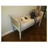 Decorative Bench w/cane sides and cushion
