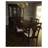 Dining Room Table and Carved Chairs and Breakfront