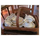 Basket of Wedgwood china - tea set