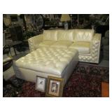 Century White Leather Sofa & Ottoman - Can you say ELVIS?  