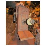 Turn of the Century Crank Telephone - Oak Case