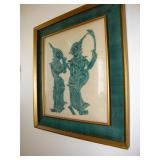 MID CENTURY CHARCOAL RUBBINGS - WE HAVE THE PAIR