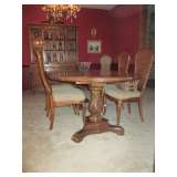Country French Style Dining Table with 8 Chairs having Uphostery Seat and Cain Back.