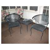 Pair of Wrought Iron Side Chairs with matchig Table