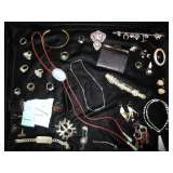 Assortment of Jewelry (many sterling) 3 additional trays of costume jewelry