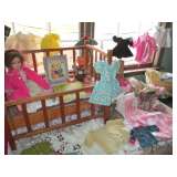 Vintage Doll Bed, Lots of Vintage Doll Cloths & Accessories:, Old Doll Shoes and Roller skates(not p