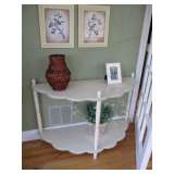 2-Teir White Half Table with Scallop Edges