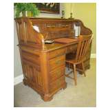 S Curve Oak Roll Top Desk 