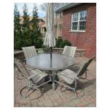 Round Patio Table w/ 4 Chairs and Umbrella