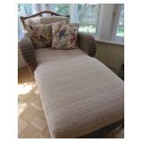 WICKER CHAISE LOUNGE  CUSTOM FABRIC