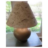 ROUND ALMOND TABLE LAMP WITH TEXTURED SHADE
