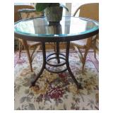 ROUND METAL GLASS TOP TABLE