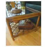 RATTAN & GLASS TOP END TABLE
