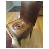 FLIP TOP COMMODE CHAMBER POT  -  OPEN.