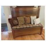 HIGH BACK OAK BENCH