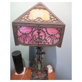  Marvelous Nouveau Slag Glass Lamp w/ unique Base