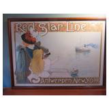 RED STAR LINE ART PRINT ANTWERP TO NEW YORK PROMO POSTER