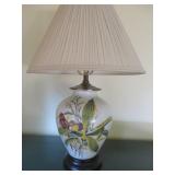 TABLE LAMP CERAMIC GREEN LEAVES & BIRDS