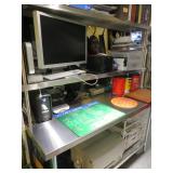 STAINLESS STEEL WORK PREP TABLE WIHT TWO UPPER SHELVES ( there are two of these)