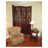 FOUR PANEL SCREEN WITH CARVED PANELS OF FOLIAGE