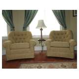 LIVING ROOM CLUB CHAIR  CUSTOM FABRIC  TUFTED BACK