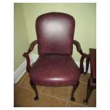  BROWN LEATHER OPEN ARM CHAIR