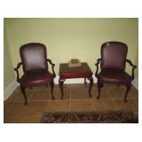  BROWN LEATHER OPEN ARM CHAIR