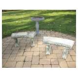 BENCH & BIRD BATH