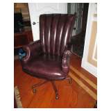 LEATHER DESK CHAIR - SET ON BRASS COASTERS