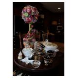 Cup/Saucer set with 24k gold details-handmade in Greece, Decorative fruit topiary and Stafford Chine