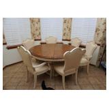 Vintage Pedestal dinging table with 6 chairs