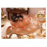 Lots of pink glass ware!