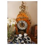 Italian made ornate clock with inhale wood and brass accents