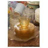Yellow and gold depression glass