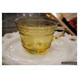 Yellow and gold depression glass